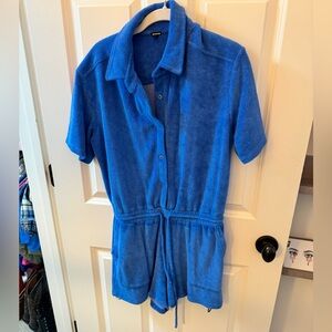 Monrow Blue Terrycloth Romper